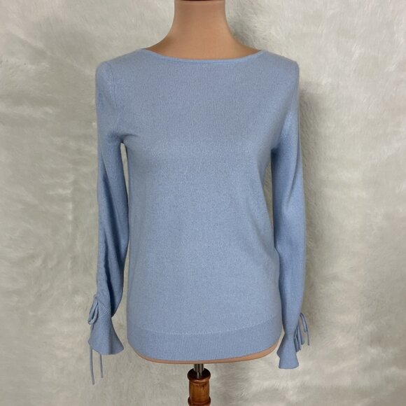 Antonio Melani Luxury Collection Blue Cashmere Tie Sleeve Sweater NWT S - Picture 1 of 6